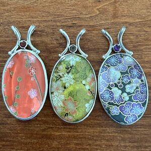 Sajen Sterling Silver 2-Sided Pendants- Set of 3